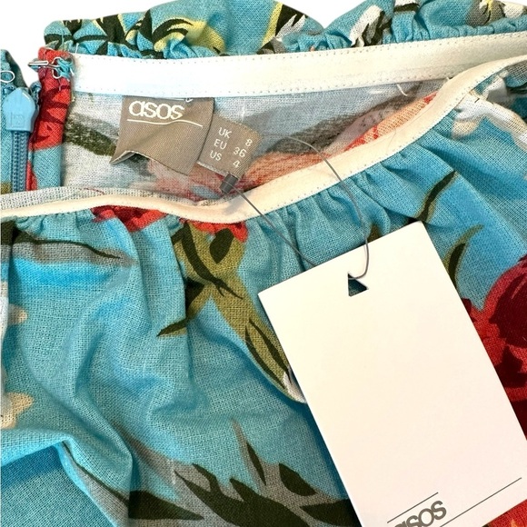 🔆 ASOS Strapless Floral Mini Dress, Size 4 NWT - Picture 3 of 5